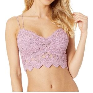 Free People FP One Pink Lace Bralette Crop Top | Mauve | Size M